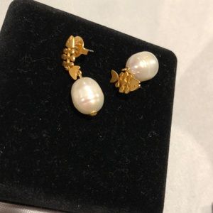 Tory Burch pearl and gold tone earrings